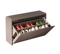 MARIYCH Banc de rangement pour chaussures - Organiseur de chaussures d'entrée avec porte, siège rembourré en cuir, cadre en bois massif, solution de rangement élégante pour chambre à coucher et salon