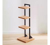 MARIYCH Bibliothèque Haute et étroite à 4 Niveaux pour Petit Espace, étagère de Rangement d'angle autoportante pour Salon, Bureau, Bureau, entrée, Industriel, Couleur Bois