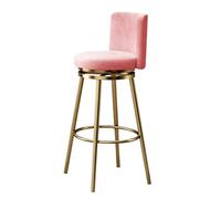 MARIYCH Ensemble de tabourets de Bar pivotants (1/2/3/4), revêtus de Velours Rose, avec Dossier, Repose-Pieds Rond, idéal for Un îlot de Cuisine ou Une pièce à Vivre.(1 PCS,65cm(25.6in))