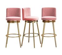 MARIYCH Ensemble de tabourets de Bar pivotants (1/2/3/4), revêtus de Velours Rose, avec Dossier, Repose-Pieds Rond, idéal for Un îlot de Cuisine ou Une pièce à Vivre.(3 PCS,65cm(25.6in))