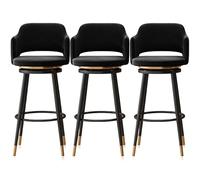 MARIYCH Ensemble de tabourets de Bar pivotants de 1/2/3/4, tabourets Morden en Velours à Hauteur de comptoir avec dossiers, Chaise de Petit-déjeuner siège rembourré(Black,3 PCS Black 75cm)