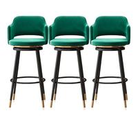 MARIYCH Ensemble de tabourets de Bar pivotants de 1/2/3/4, tabourets Morden en Velours à Hauteur de comptoir avec dossiers, Chaise de Petit-déjeuner siège rembourré(Green,3 PCS Black 65cm)