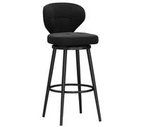 MARIYCH Lot de 1 Tabouret de Bar pivotant en Velours - Tabouret pivotant à 360 ° - Tabouret Haut - Tabouret de comptoir avec Support arrière et Repose-Pieds Noir - Chaise de Bar pour Cuisine, pub, n