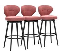 MARIYCH Lot de 3 tabourets de Bar pivotants en Velours - Tabouret pivotant à 360 ° - Tabouret Haut - Tabouret de comptoir avec Support arrière et Repose-Pieds Noir - Chaise de Bar pour Cuisine, pub,