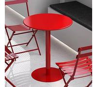 MARIYCH Table de Bar Haute Rouge de 23,6 Pouces, Table Basse de Petit-déjeuner de Style Milieu du siècle, Bureau de bistrot avec Base Stable et antidérapante, Plateau en métal (70 x 70 x 104 cm)