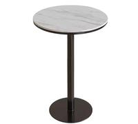 MARIYCH Table de Bar Ronde Haute avec Plateau en marbre Blanc, Pieds et Base Noirs, Table Basse de Bar Bistro pour pub, terrasse, Salle à Manger, Salon (75 cm)
