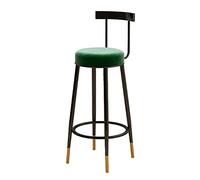 MARIYCH Tabouret de Bar/de Cuisine Haut, recouvert de Velours, avec Dossier et Pieds en métal, Vert, 65 cm