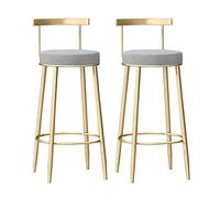 MARIYCH Tabourets de Bar/Cuisine Hauts, Lot de 2, revêtement en Velours Gris, avec Dossier et Repose-Pieds, 75 cm, revêtement en Velours, avec Dossier et Repose-Pieds. Idéaux pour Un pub, Un café ou