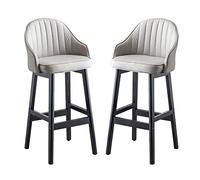 MARIYCH Tabourets de Bar/de Cuisine avec Dossier et Pieds en Bois, en Similicuir, Lot de 2, 65 cm. Hauteur : 65 cm.
