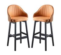 MARIYCH Tabourets de Bar/de Cuisine avec Dossier et Pieds en Bois, en Similicuir, Lot de 2, 75 cm. Hauteur : 75 cm.