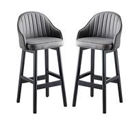 MARIYCH Tabourets de Bar/de Cuisine avec Dossier et Pieds en Bois, en Similicuir, Lot de 2, 75 cm. Hauteur : 75 cm.