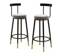 MARIYCH Tabourets de Bar/de Cuisine, Ensemble de 2, Dossier en Velours, Pieds en métal, 65 cm, pour îlot Central ou Salle à Manger.
