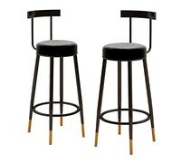 MARIYCH Tabourets de Bar/de Cuisine, Ensemble de 2, Dossier en Velours, Pieds en métal, 65 cm, pour îlot Central ou Salle à Manger.