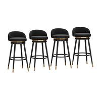 MARIYCH Tabourets de Bar Hauts avec Dossier et Repose-Pieds Noir, pivotants en Velours, Style pub/Bistro, supportant jusqu'à 150 kg, Lot de 4, 75 cm, Noir