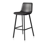 MARIYCH Tabourets de Bar Hauts avec Repose-Pieds en PU Noir, pour îlot Central, Bistro, pub ou Salle à Manger, 65/75 cm, 1 pièce, Noir, 75 cm