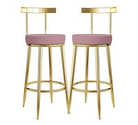MARIYCH Tabourets de Bar Hauts, en Similicuir Rose, avec Pieds en métal doré, Lot de 2, pour Bistro, pub ou Salle à Manger, 65 cm.