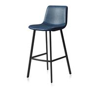 MARIYCH Tabourets de Bar Hauts, tabourets d'îlot, chaises de Bar, revêtement en PU Noir avec Repose-Pieds, pour Bistro, pub ou Salle à Manger, 65/75 cm, 1 pièce, Bleu, 75 cm