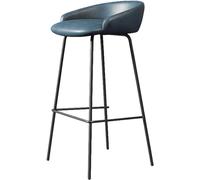 MARIYCH Tabourets de Bar, tabourets de Cuisine, Dossier avec Coussin en polyuréthane, Support en Fer et Repose-Pieds, 65 cm, pour Balcon, Salon, Petit-déjeuner, café (Bleu)