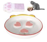 Marjoramy Gamelle Anti Glouton pour Chat, Gamelle Anti Glouton Chat Céramique,écuelle pour Chat avec Labyrinthe Interactif,Gamelle Régime Anti Vomissement pour Chats Et Petits Chiens