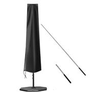 Marjoramy Housse Parasol Déporté, Housse de Parasol Imperméable en Tissu Oxford Noir, Protection Anti-UV, avec des sanglesm, pour Grand Parasol de Jardin et Terrasse