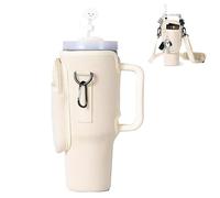 Marjoramy Sac pour Bouteille d'eau pour Tasse Stanley, Pochette De Bouteille avec Pochette De Téléphone Portable, Mousqueton Et Bandoulière Réglable pour Randonnée, Voyage, Camping (Beige)