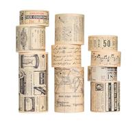 Marjoramy Washi Tape Set,10 Rouleaux De Vintage Adhésif Décoratif Masking Tapes,Ruban Adhésif Décoratif,Autocollant Vintage,Pour Scrapbooking, Bullet Journal, Bricolage, Loisirs Créatifs