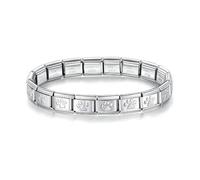 MARJS Bracelet de démarrage en acier inoxydable 9 mm avec breloque en forme de patte de chien et chat compatible avec modulaire