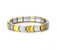 MARJS Bracelet de démarrage en acier inoxydable avec breloque italienne en alternance or et argent compatible avec 9 mm