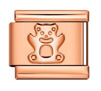 MARJS Teddybear Ours mignon or rose argent italien lien 9 mm en acier inoxydable modulaire compatible avec bracelet
