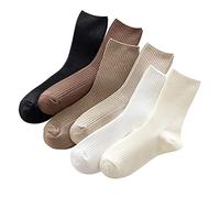 MarJunSep Chaussettes en coton pour femme - Mignonnes - Neutre - Tricot côtelé - Chaussettes souples dans une boîte pour femme Granola, 6 paires, 6 couleurs, Medium