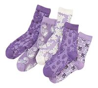 MarJunSep Jolies chaussettes à motif floral pour femmes, adolescentes, filles, fleurs Cottagecore à volants, chaussettes vintage fantaisie en coton, Lot de 5 paires J, Medium