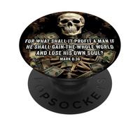 Mark 8:36 What Shall If Profit - Eternity Verse Warning PopSockets PopGrip Adhésif