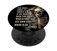 Mark 8:36 What Shall If Profit - Eternity Verse Warning PopSockets PopGrip Adhésif