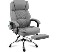 MARK ADLER Boss 6.0 | chaise de bureau fauteuil de massage fauteuil de direction ergonomique | fonction massage | repose-pieds | fonction chaleur | pivotant | tissu | gris
