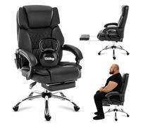 MARK ADLER Boss 6.0 Fauteuil Bureau avec Fonction Chauffage et Massage | 9 Modes de Vibration | Repose-Pieds | Soutien Ergonomique | Réglable en Hauteur | Design Élégant et Confort Optimal | Noir
