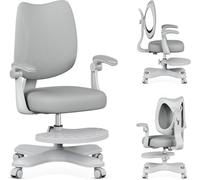 MARK ADLER Junior 4.6 Chaise Bureau Enfant Ergonomique Dossier réglable en Hauteur et Profondeur Assise réglable accoudoirs rabattables Repose-Pieds Ajustable roulettes autobloquantes Gris