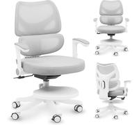 Mark Adler Junior 5.3 | Chaise ergonomique pour enfants | Siège réglable en hauteur et dossier inclinable | Accoudoirs ajustables | Repose-pieds confortable | Mécanisme de blocage des roulettes I Gris