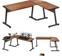 MARK ADLER Leader 5.5 | Bureau d'angle Gaming Bureau Ordinateur Table de travail | Bureau à domicile Bureau | 147 x 112 | Noyer