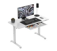 MARK ADLER Leader 8.5, Bureau électrique en Verre trempé Mat 120×60 cm, Réglable 72-118 cm, Panneau ErgoHub Flex USB & Chargeur sans Fil, Tiroir intégré, Structure métallique, Blanc