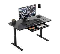 MARK ADLER Leader 8.5, Bureau électrique en Verre trempé Mat 120×60 cm, Réglable 72-118 cm, Panneau ErgoHub Flex USB & Chargeur sans Fil, Tiroir intégré, Structure métallique, Noir