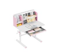 MARK ADLER Study 5.0 Bureau Enfant Réglable en Hauteur, avec Tiroir, Rose | Bureau Scolaire Ergonomique, Pupitre Enfant avec Plateau Inclinable Jusqu’à 50°, Rangement et Support Livre Intégré