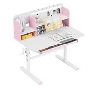 MARK ADLER Study 5.7 Bureau Enfant Ergonomique Réglable en Hauteur - Pupitre Enfant avec Plateau Inclinable - Bureau Scolaire avec Rangement - Idéal pour Étudier et Dessiner - Rosa