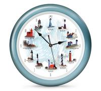 Mark Feldstein & Associates Lighthouse Collection Horloge Murale avec Sons Nautiques et océans, 33 cm, Bleu, 12 Sons à l'heure