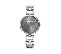 Mark Maddox MM1033-13 - Montre femme analogique deux aiguilles 32 mm, boîtier et bracelet en acier, cadran gris avec détails IP rose, fermeture de bijouterie, WR