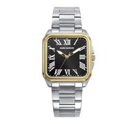 Mark Maddox HM0153-52 - Montre homme analogique trois aiguilles, boîtier en acier et IP doré, cadran noir avec chiffres romains, bracelet en acier