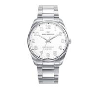 Mark Maddox HM1029-05 - Montre homme analogique trois aiguilles 41 mm, boîtier et bracelet en acier, cadran blanc avec chiffres arabes, WR 50 m
