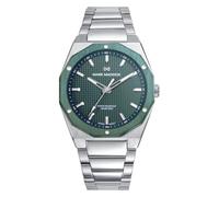 Mark Maddox HM1030-67 - Montre pour homme en acier et IP vert, cadran vert, étanche à 100 m, quartz analogique 3 aiguilles, boîtier 42 mm, verre minéral, fermeture par boutons
