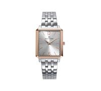 Mark Maddox MM0142-05 - Montre femme analogique deux aiguilles, boîtier en acier et IP rose, cadran argenté avec chiffres arabes, bracelet en acier, verre minéral