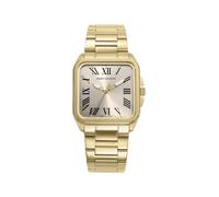 Mark Maddox MM0143-22 - Montre femme analogique trois aiguilles, boîtier et bracelet en acier IP doré, cadran doré avec chiffres romains, verre minéral