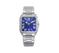 Mark Maddox MM0143-32 - Montre femme analogique trois aiguilles, boîtier et bracelet en acier, cadran bleu avec chiffres romains, verre minéral
